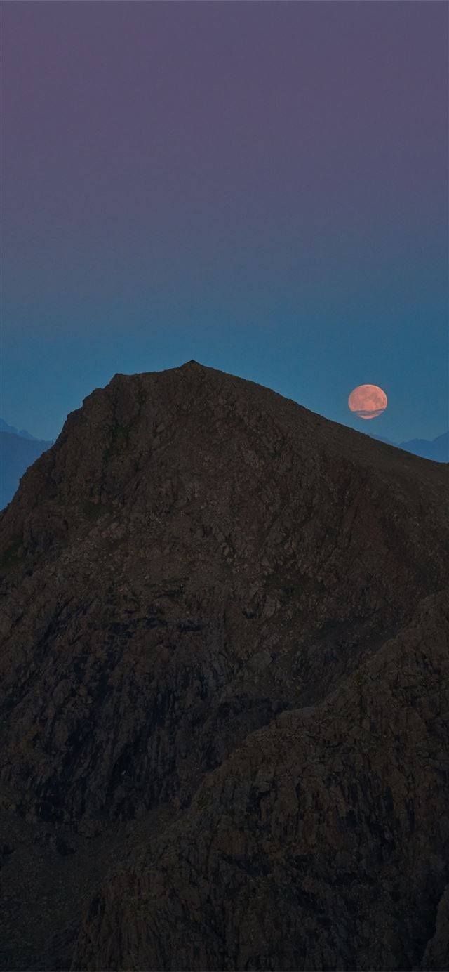 1125x2436 moon over mountain 5k - mountains iPhone X Wallpaper