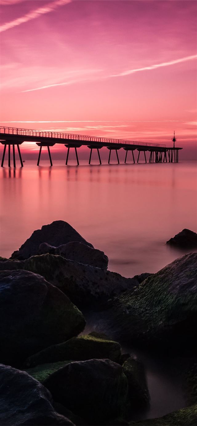 1125x2436 bridge rocks sky long exposure - rocks iPhone X Wallpaper