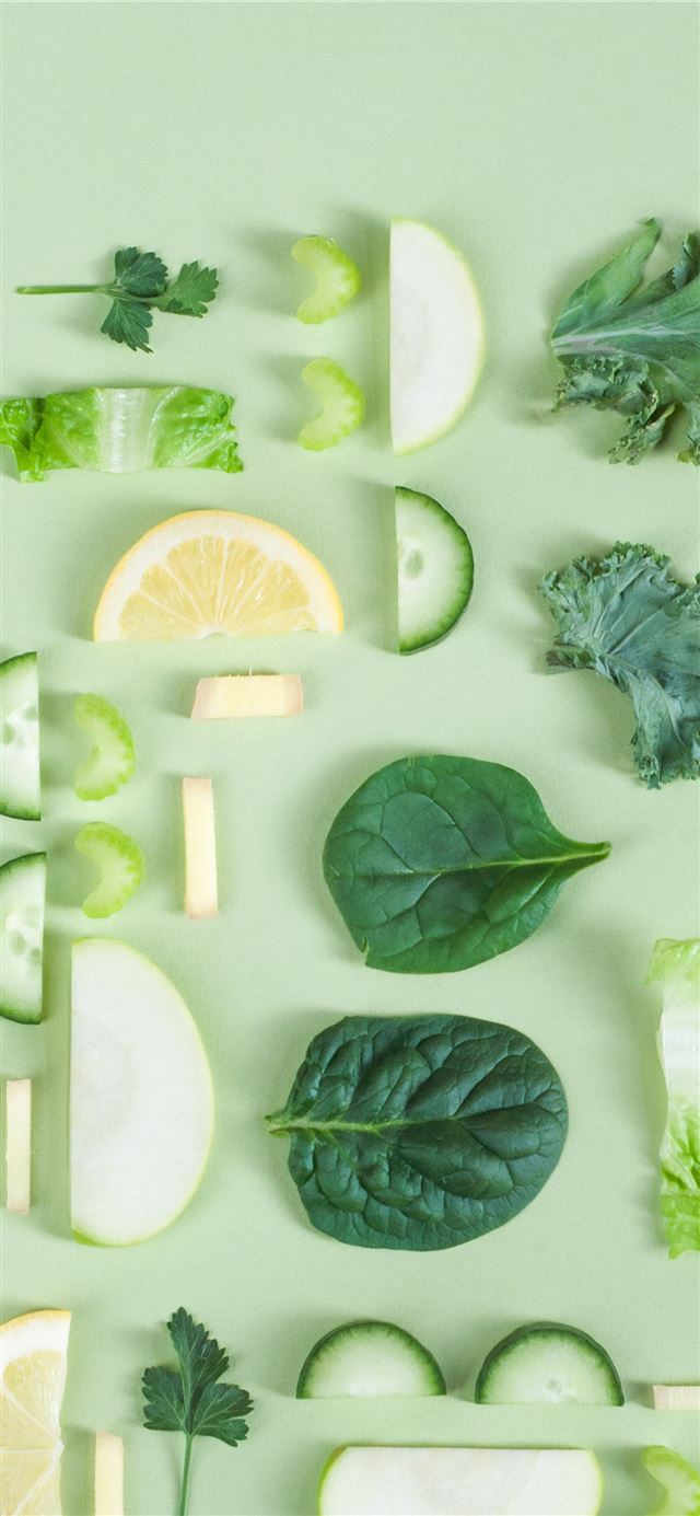 1125x2436 sliced fruit and vegetables - green iPhone X Wallpaper