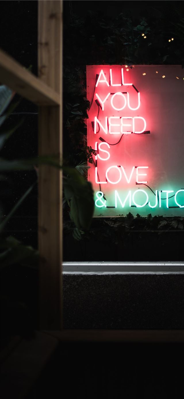 1125x2436 red and green neon signage - cyan iPhone X Wallpaper