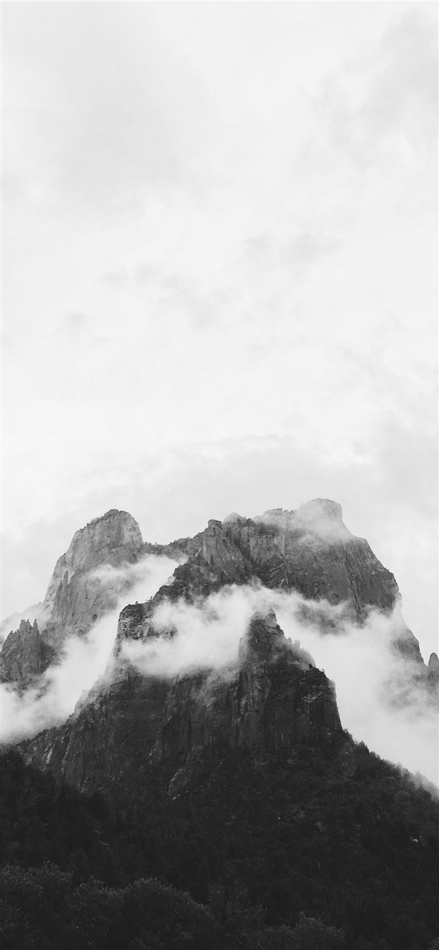 1125x2436 mountain under white cloud during daytime - grey iPhone X Wallpaper