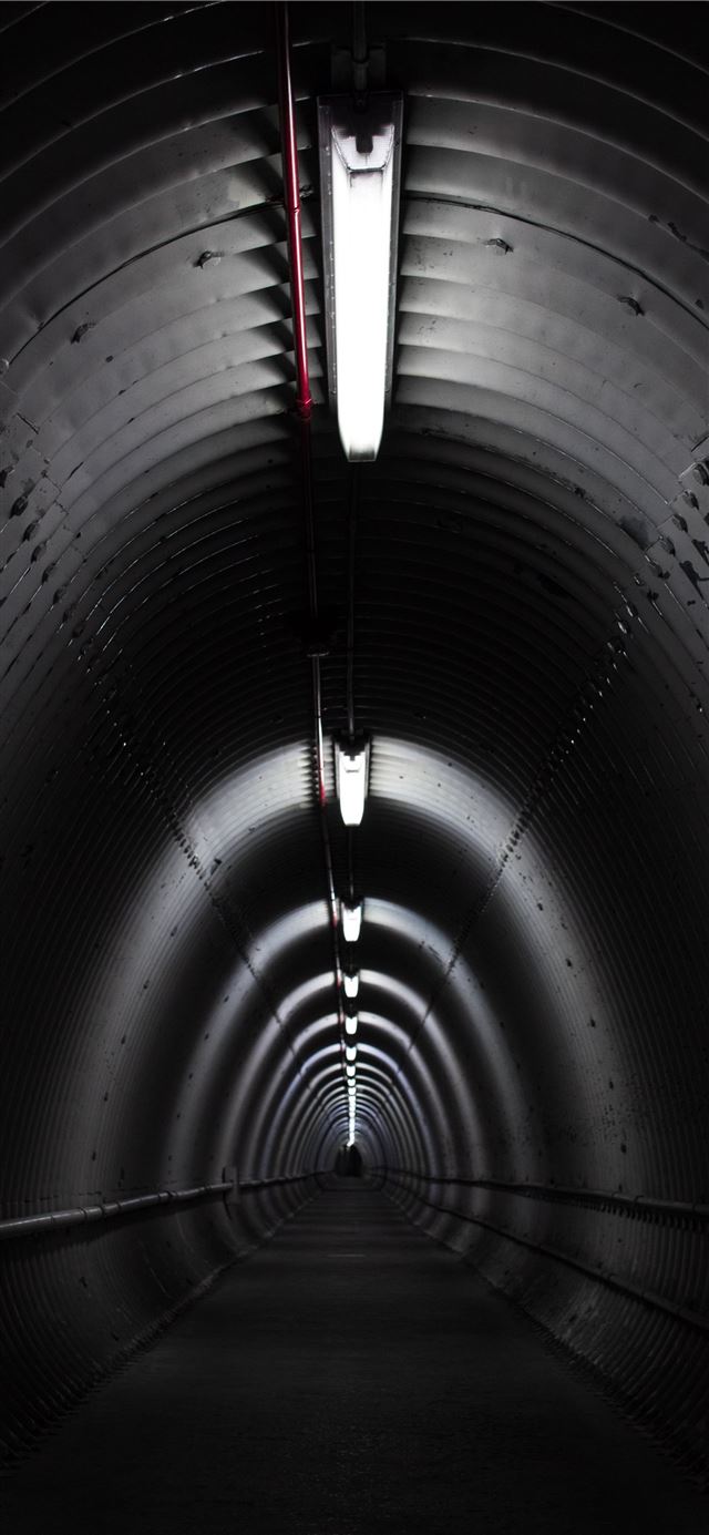 1125x2436 gray concrete tunnel with light - cyan iPhone X Wallpaper