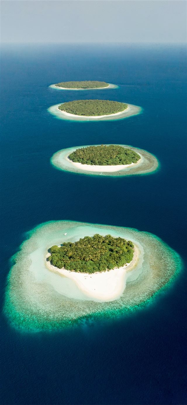 1125x2436 green and brown island in the middle of blue water -  iPhone X Wallpaper