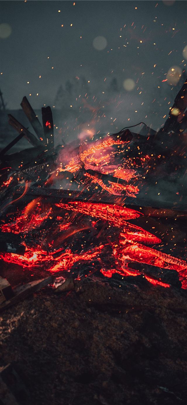 1125x2436 wood lumbers on fire - mountain iPhone X Wallpaper