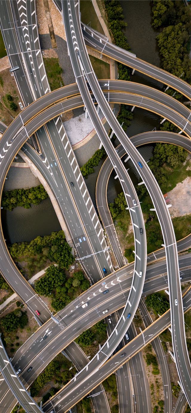 1125x2436 concrete road in aerial photography - scenery iPhone X Wallpaper