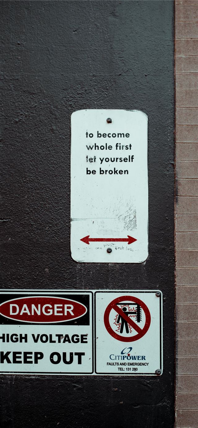 1125x2436 danger high voltage keep out signage - grey iPhone X Wallpaper