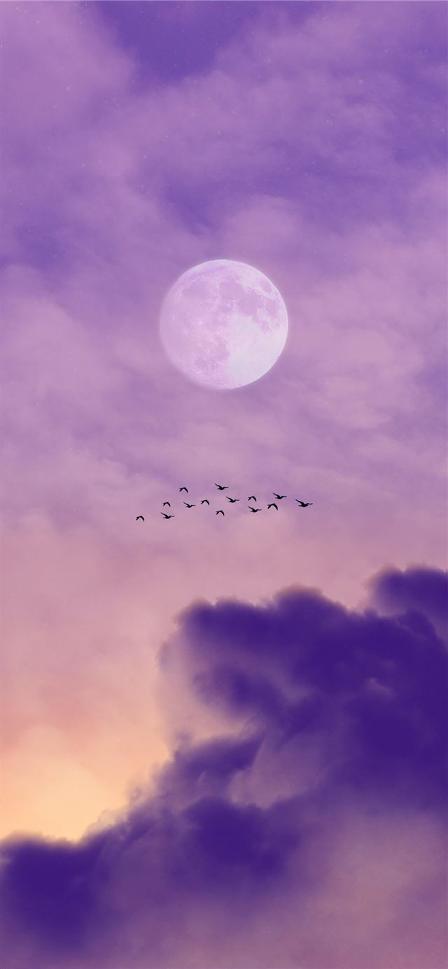 1125x2436 full moon over clouds during night time -  iPhone X Wallpaper