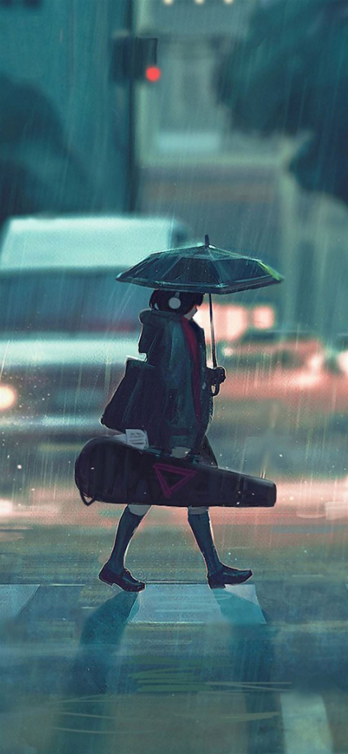 Rainy day anime girl iPhone Wallpapers Free Download