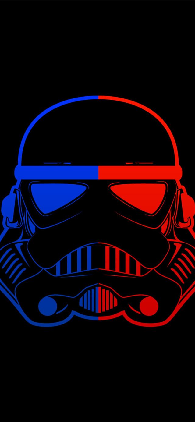 1125x2436 stormtrooper blue red mask minimal 8k - 8k iPhone X Wallpaper