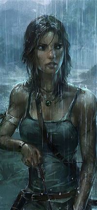 lara croft tomb raider rain weather 4k wallpaper