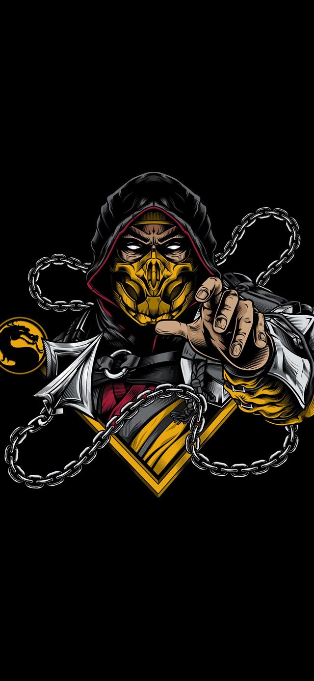 1125x2436 scorpion sub zero mortal kombat minimal 4k -  iPhone X Wallpaper
