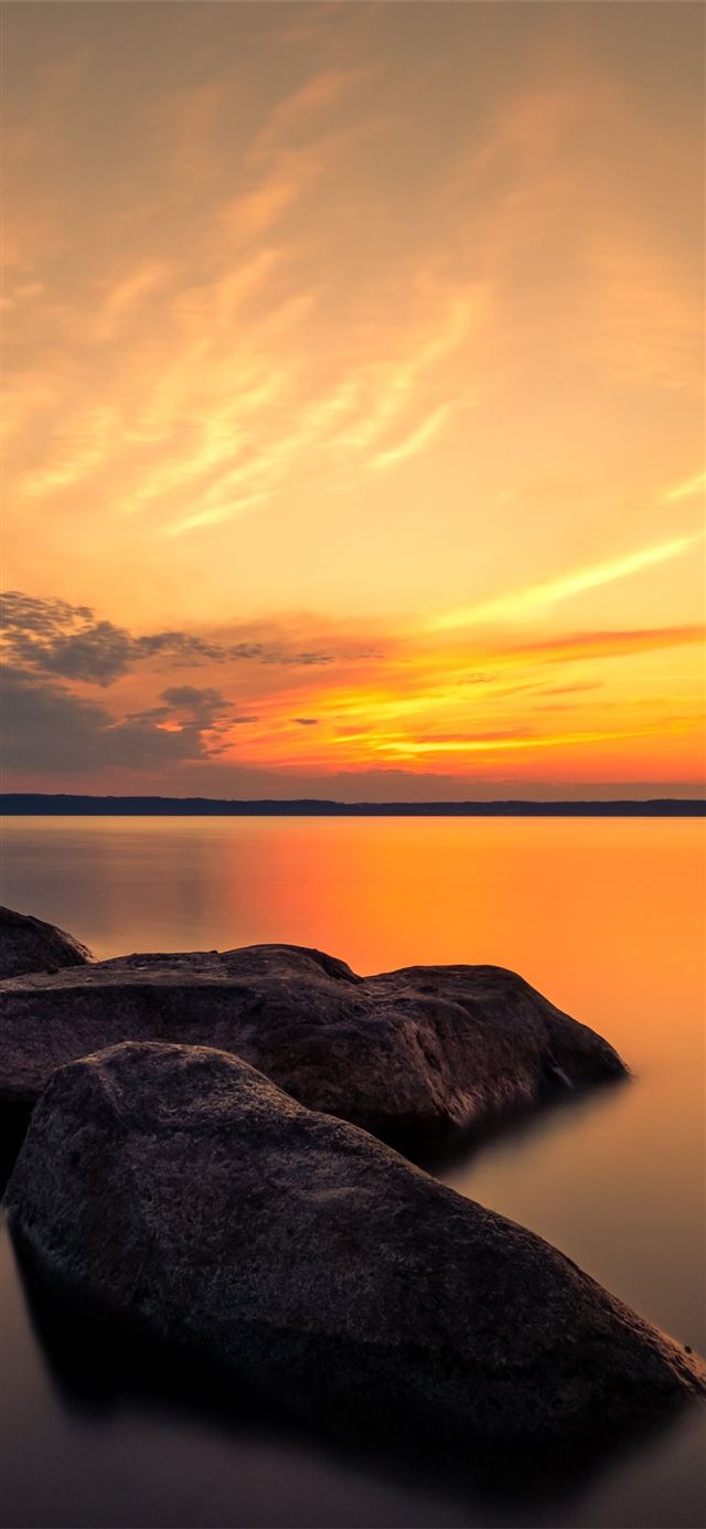 1125x2436 summer dusk rocks 5k - sunset iPhone X Wallpaper