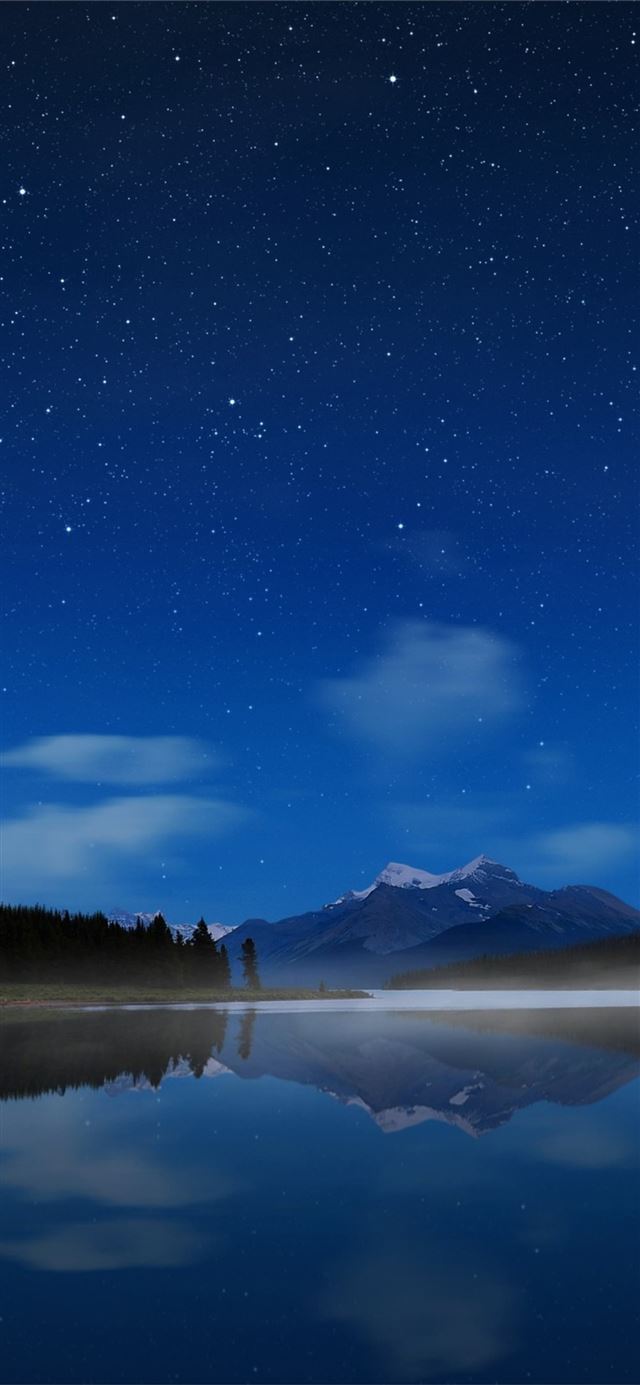 1125x2436 night landscape mountains reflection - reflection iPhone X Wallpaper