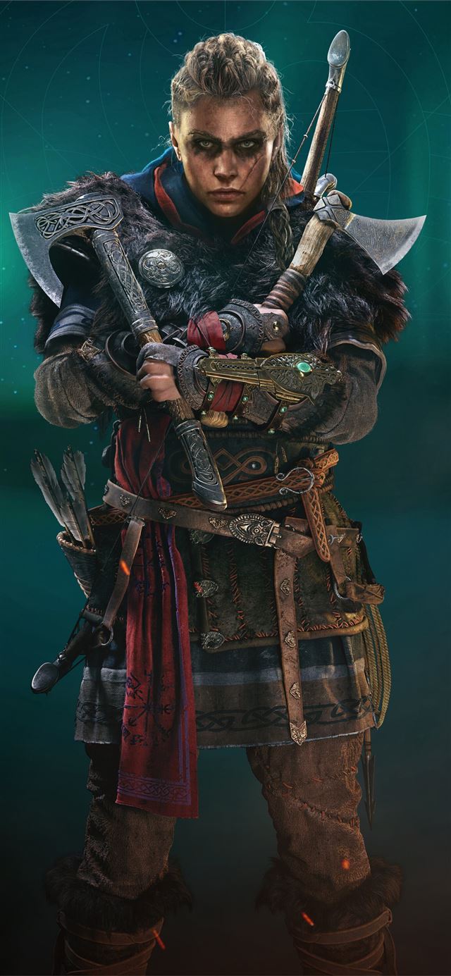 1125x2436 assassins creed valhalla female eivor axe 8k - ps5 games iPhone X Wallpaper