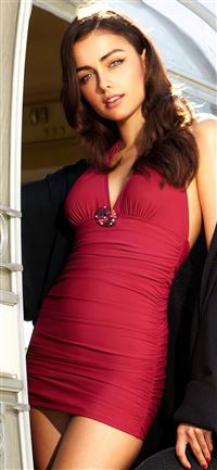 darla baker in red dress 4k wallpaper