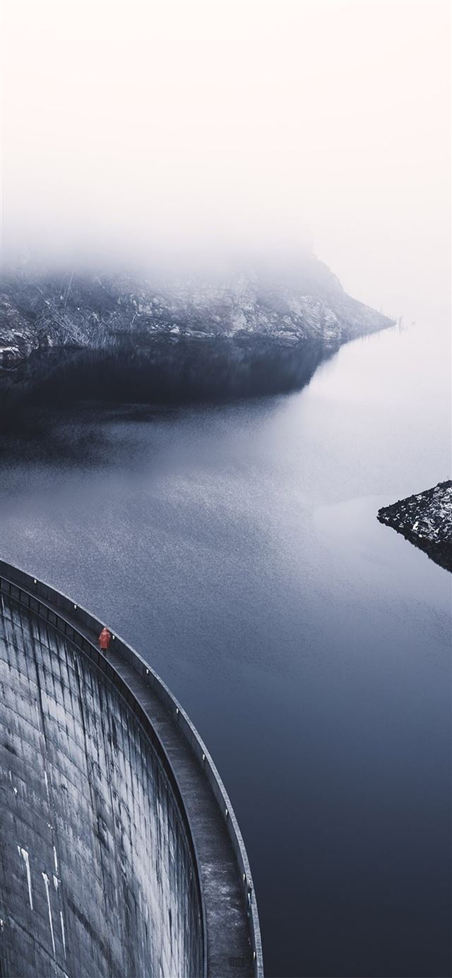 1125x2436 dam - river iPhone X Wallpaper