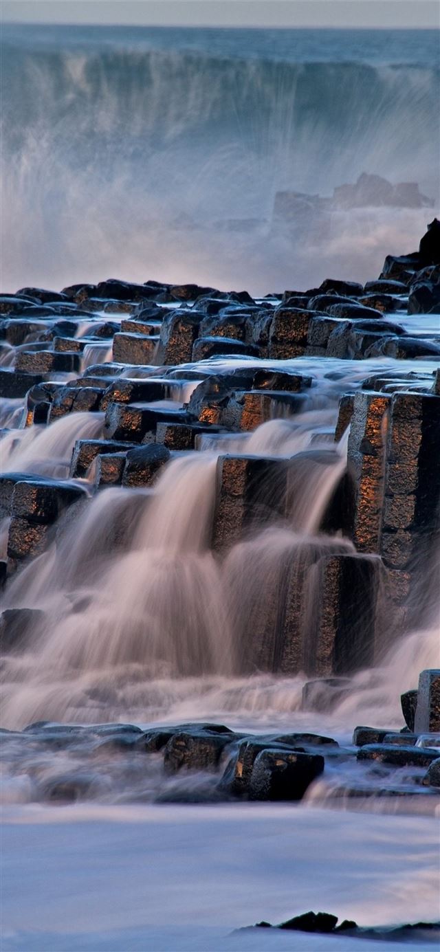 1125x2436 rocks waterfall - waves iPhone X Wallpaper