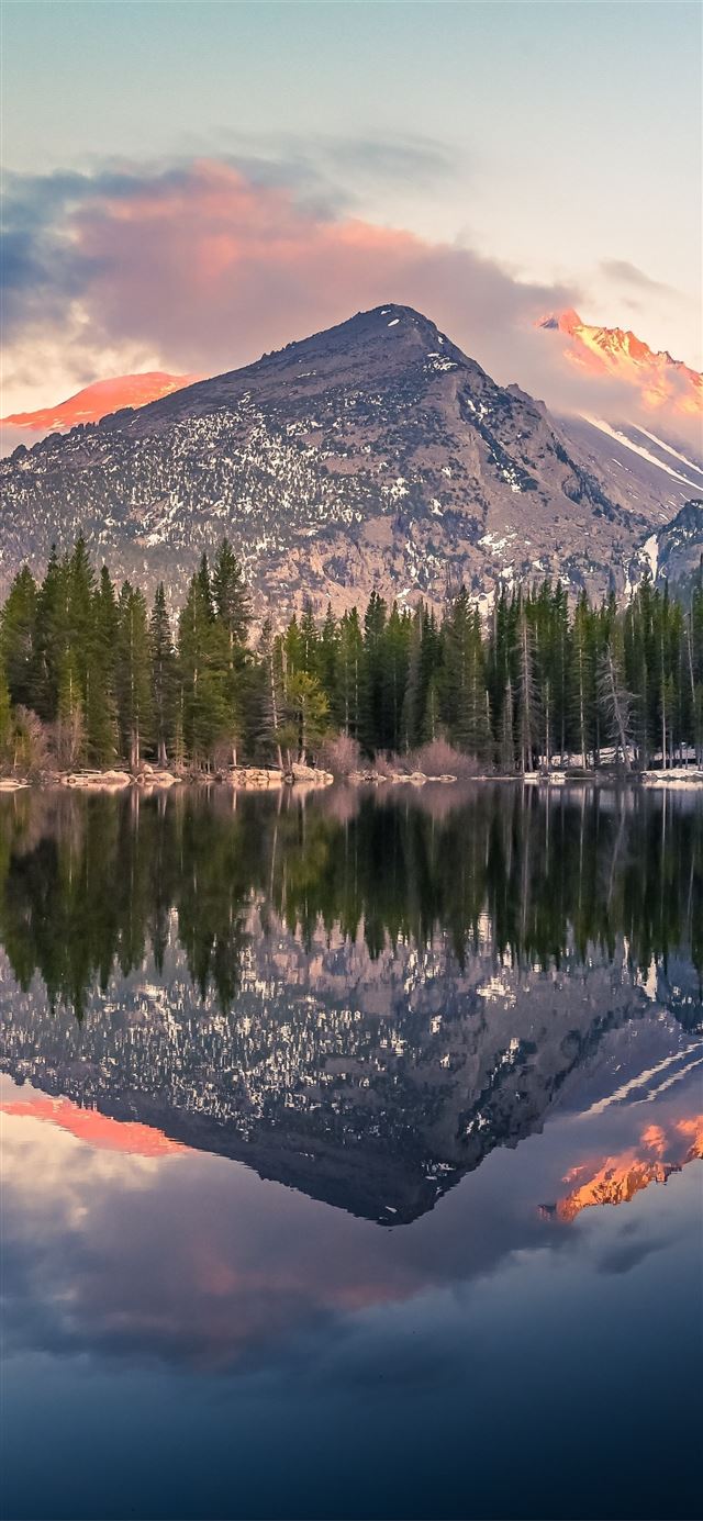 1125x2436 bear lake reflection at rocky mountain national pa... - nature iPhone X Wallpaper