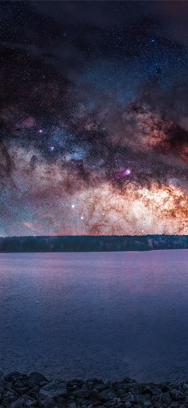 1125x2436 colorful sky stars landscape sea - landscape iPhone X Wallpaper