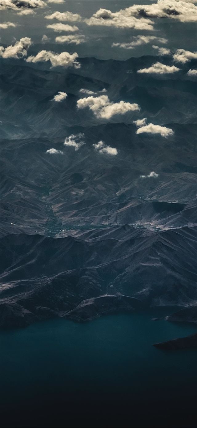 1125x2436 aerial sky cloud mountain peak landscape 4k - landscape iPhone X Wallpaper