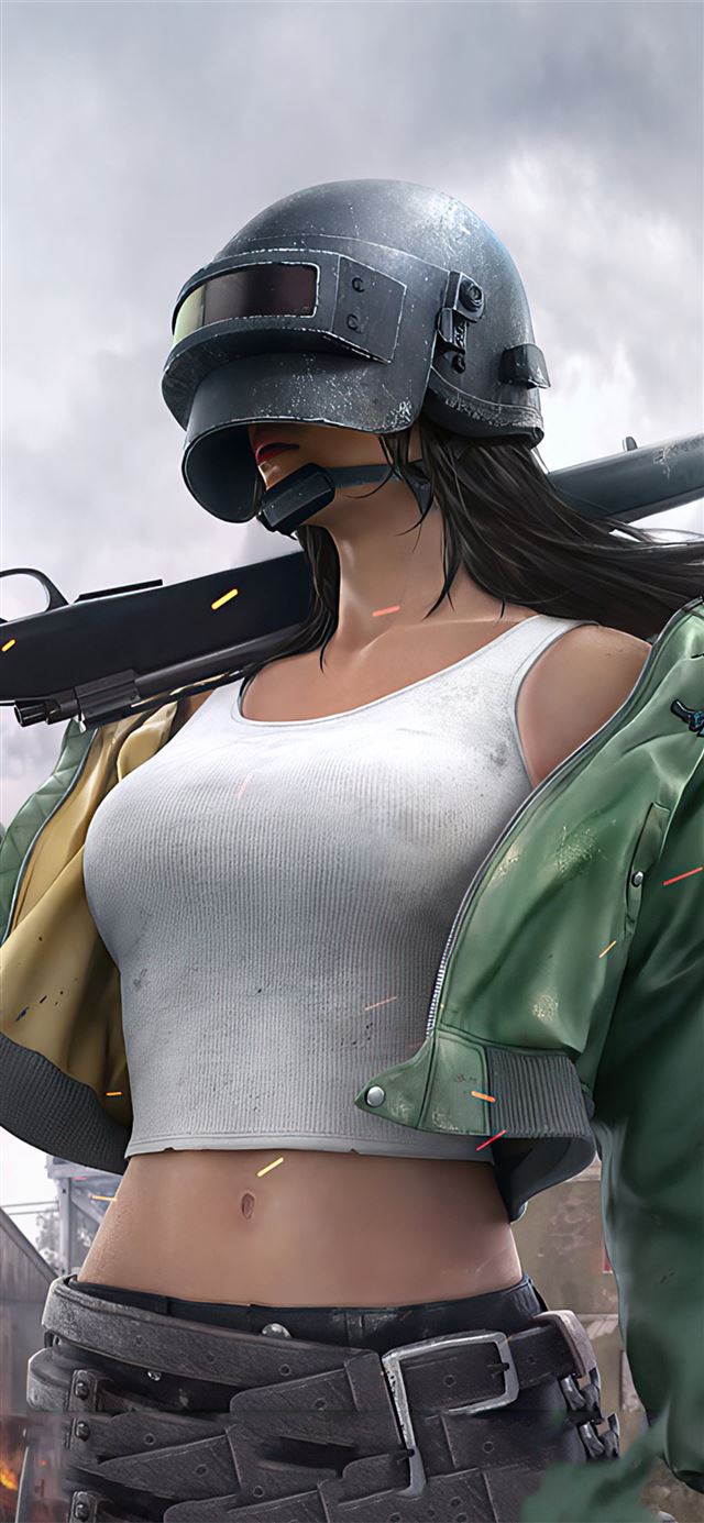 1125x2436 pubg helmet girl 4k 2020 -  iPhone X Wallpaper