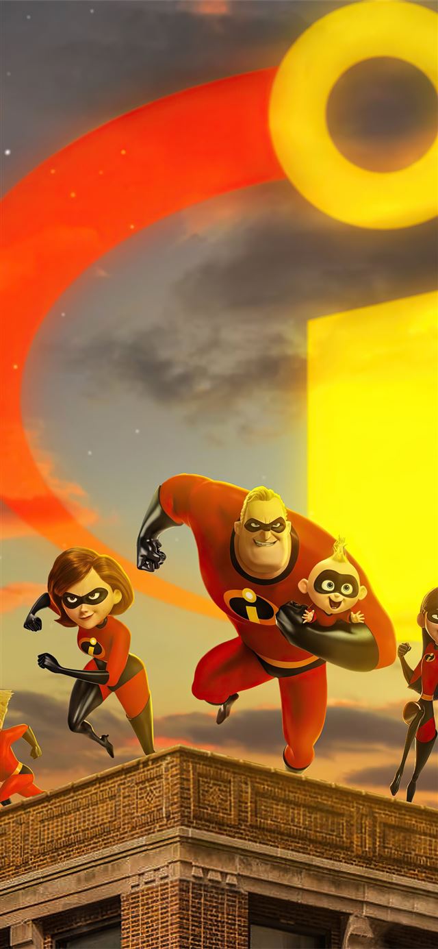 1125x2436 the incredibles 2 team up - animated movies iPhone X Wallpaper