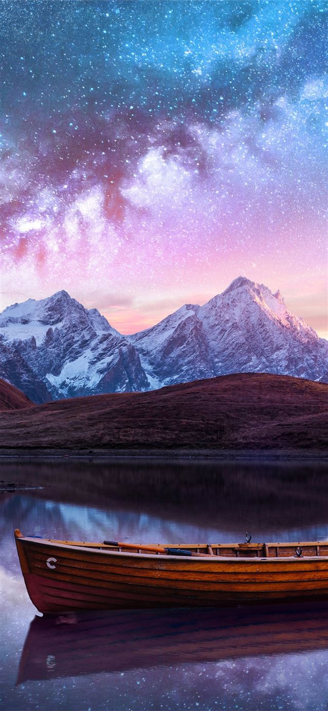1125x2436 boat starry night sky - night iPhone X Wallpaper