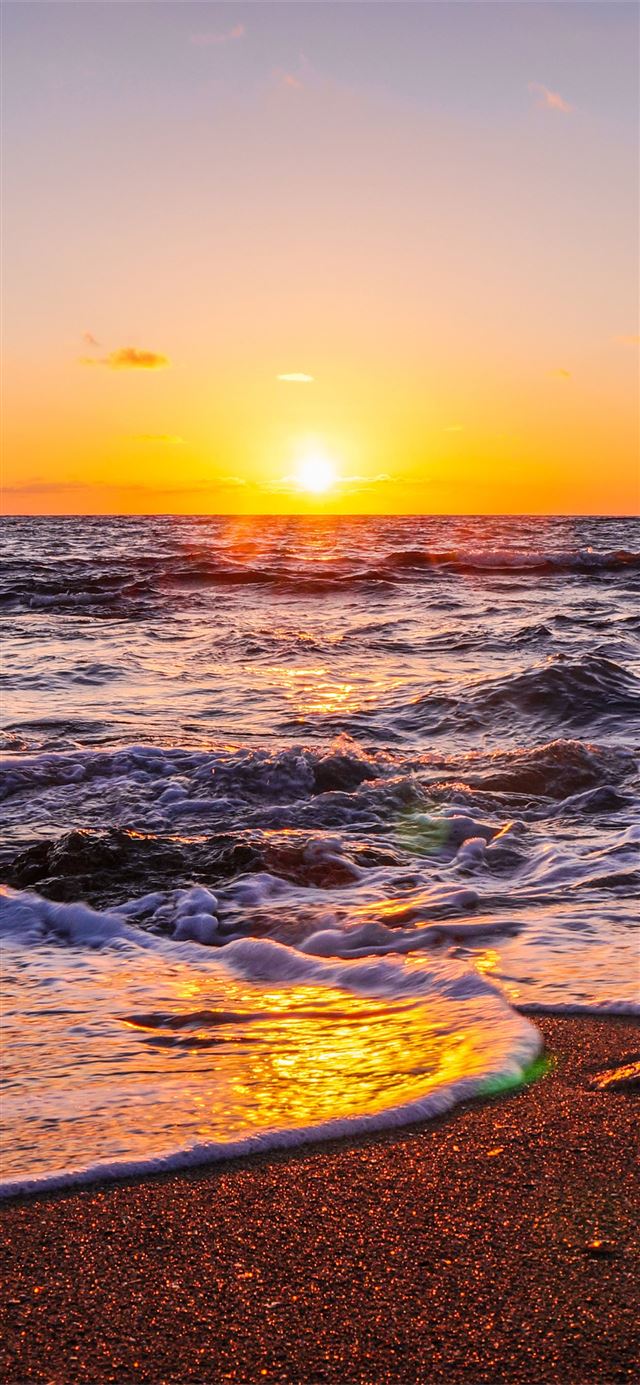 1125x2436 waves beach sunset 5k - 5k iPhone X Wallpaper