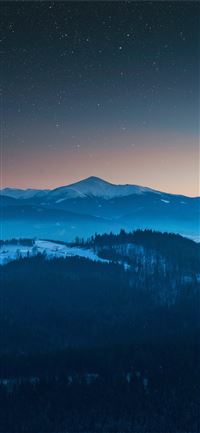 starry night sky evening blue landscape 4k wallpaper