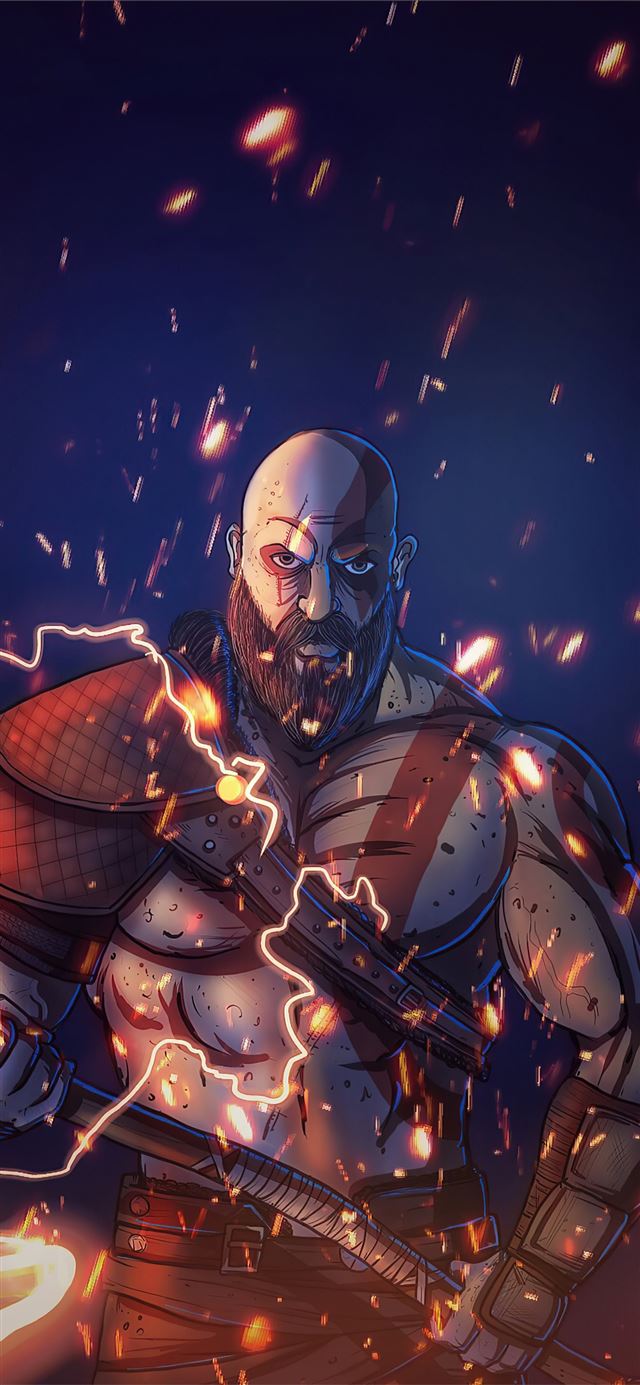 1125x2436 kratos 2020 artwork 4k -  iPhone X Wallpaper