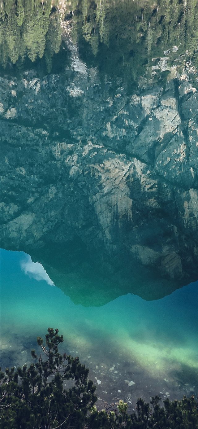 1125x2436 River Reflection Mountain Green Nature Wild Summer - summer iPhone X Wallpaper