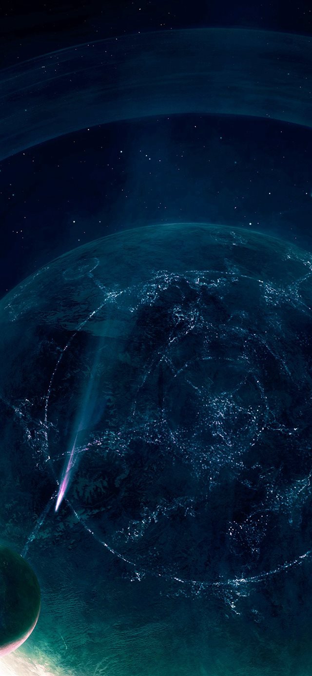 1125x2436 Space Blue Saturn Dark Art Nature -  iPhone X Wallpaper