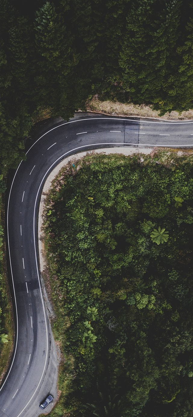 1125x2436 Street Road Mountain Nature Aerial view  - curve iPhone X Wallpaper