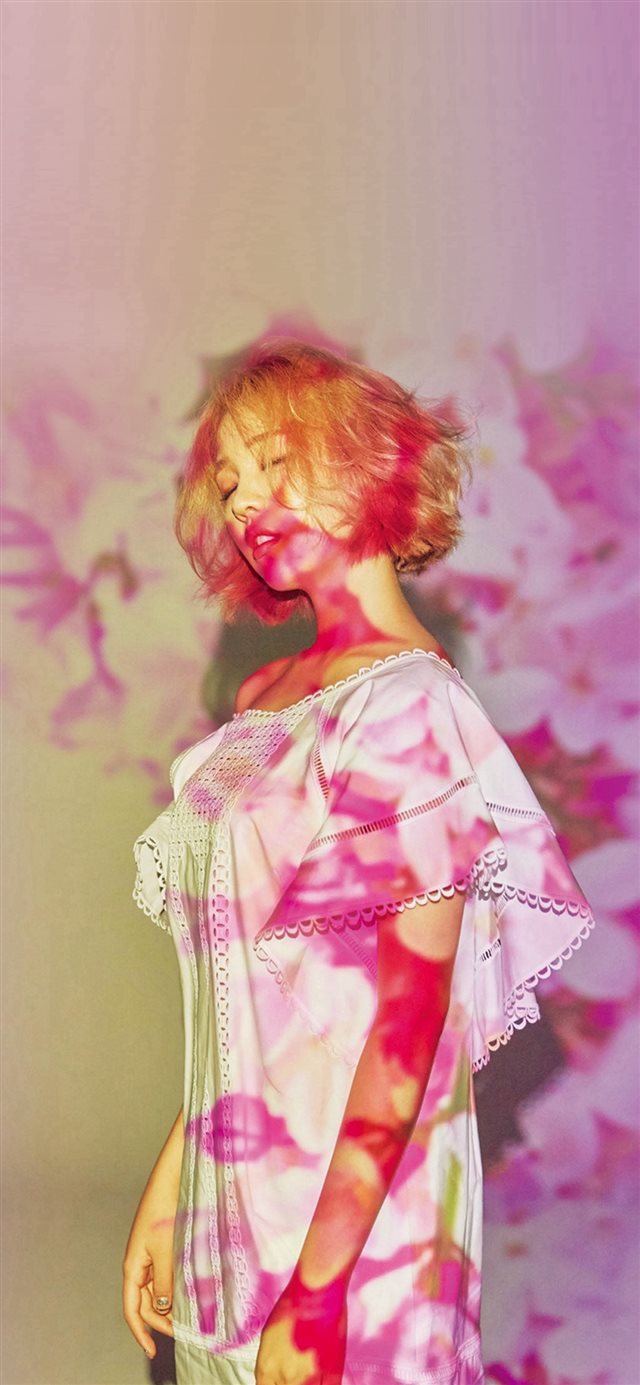 1125x2436 Pink Girl Kpop Spring - floral iPhone X Wallpaper