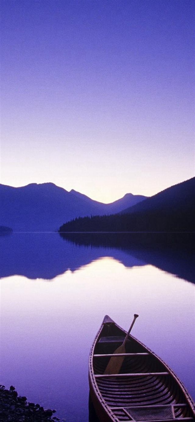 1125x2436 Nature Pure Mountain Reflection Boat River -  iPhone X Wallpaper
