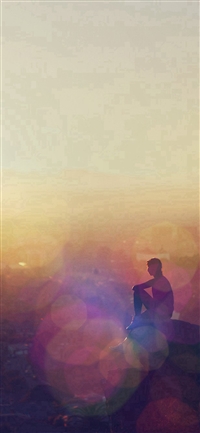 Morning Mountain Girl Alone After Running Flare wallpaper