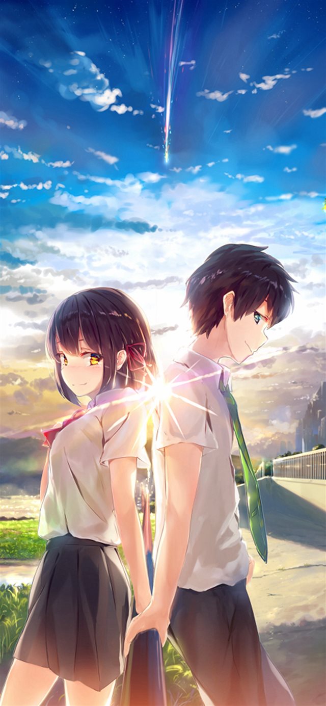 1125x2436 Anime Yourname Sky Illustration Art -  iPhone X Wallpaper