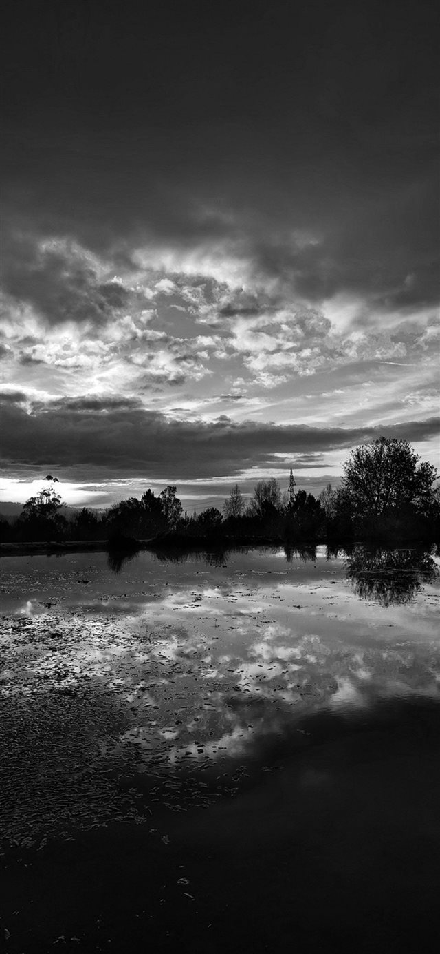 1125x2436 Sunset Lake Night Blue Dark Nature Bw - night iPhone X Wallpaper
