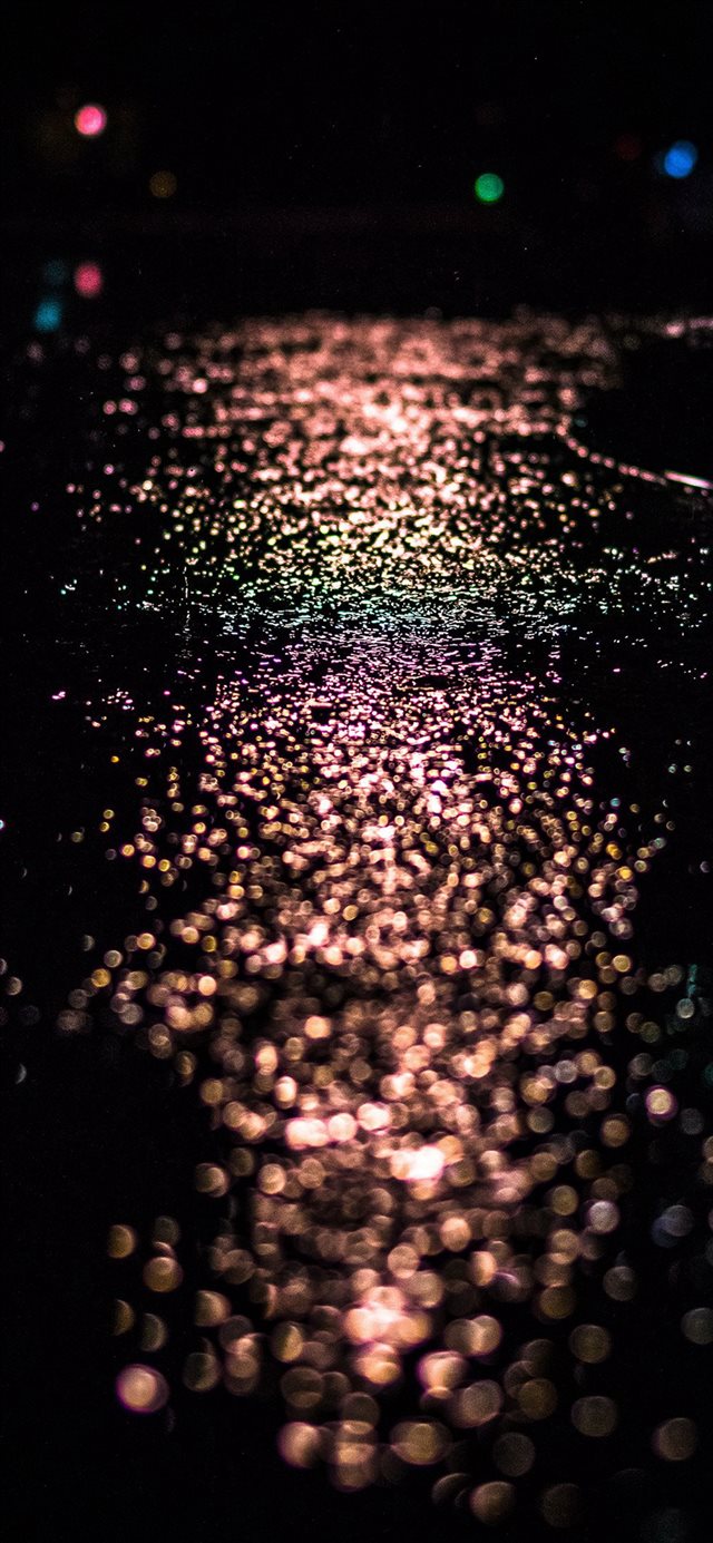 1125x2436 After Rain Drop Street Dark Night Bokeh - bokeh iPhone X Wallpaper