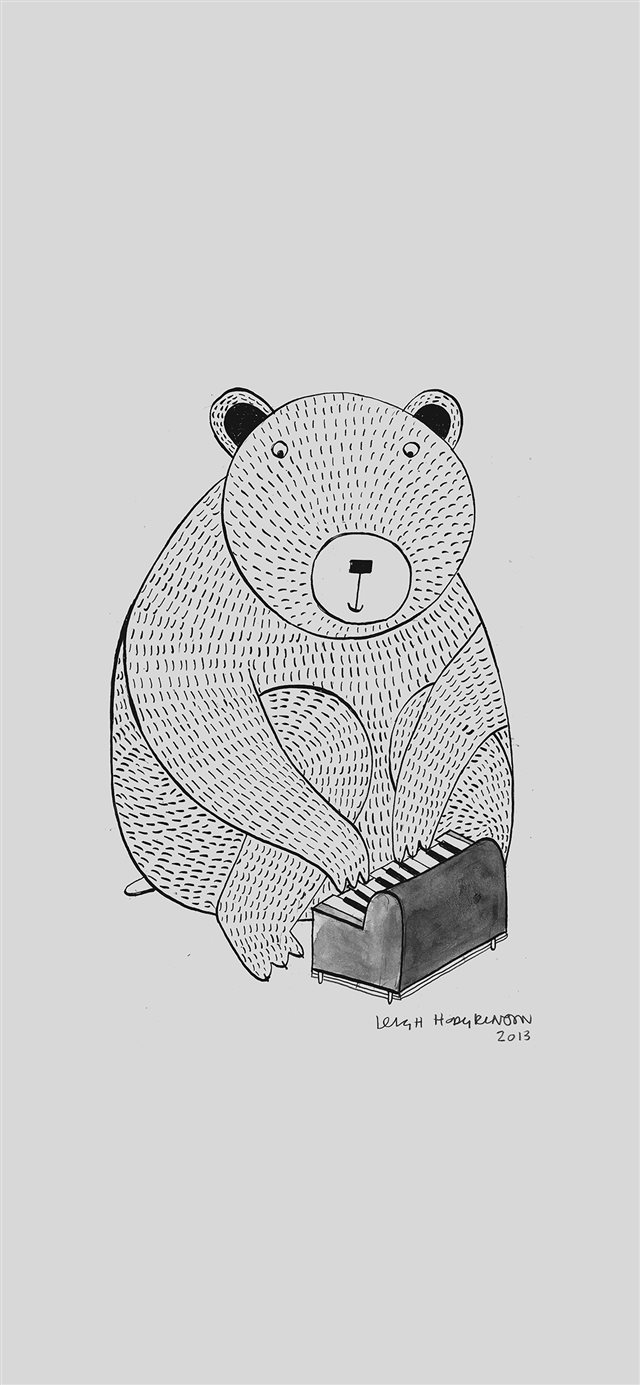 1125x2436 Pianobear Art Illust Cute Animal - drawn iPhone X Wallpaper