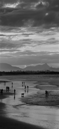 Sea Sunset Beach Dawn Summer Dark Bw wallpaper