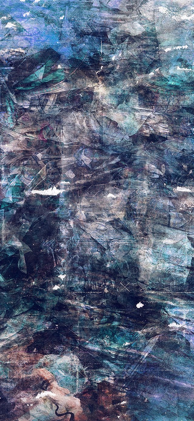 1125x2436 Wonder Lust Art Illust Grunge Abstract Blue - illust iPhone X Wallpaper