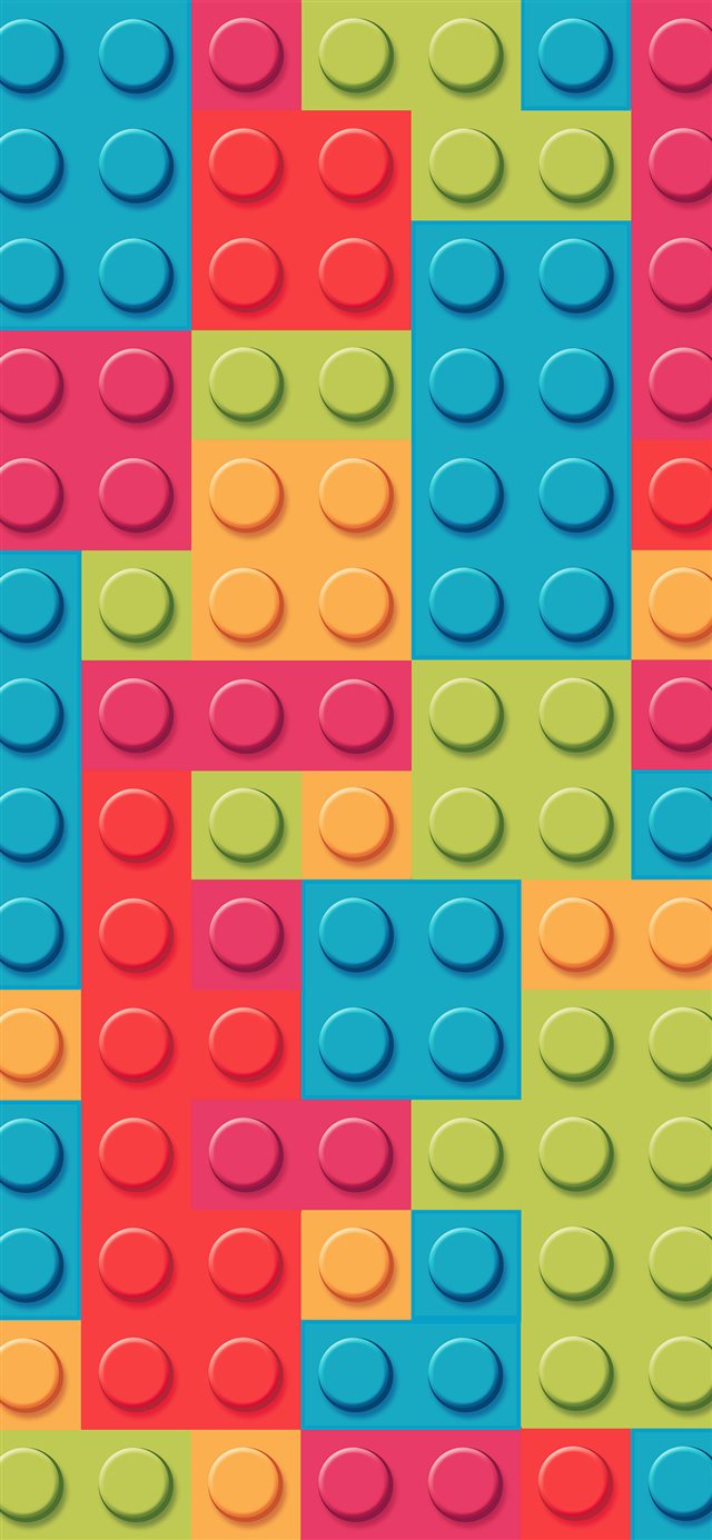 1125x2436 Blocks rainbow lego art pattern pastel - blue iPhone X Wallpaper