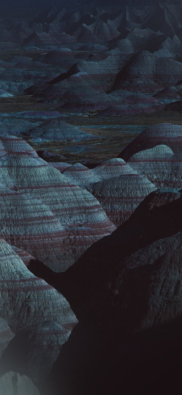 1125x2436 Dark mountain - cyan iPhone X Wallpaper