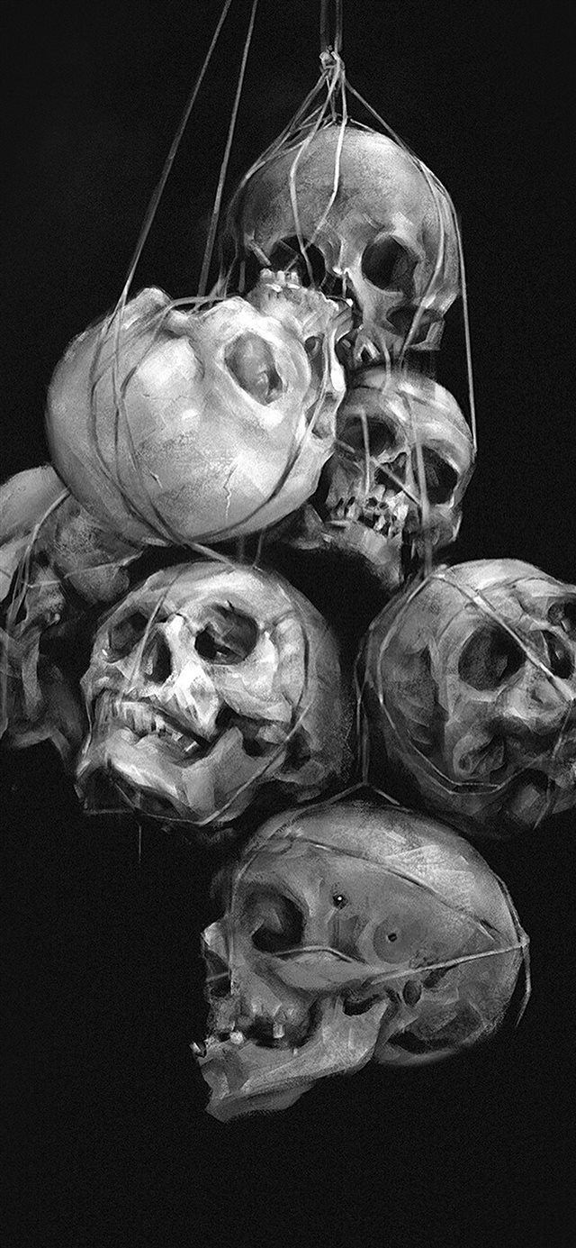 1125x2436 Paint skull dark yanjun cheng - illustration iPhone X Wallpaper