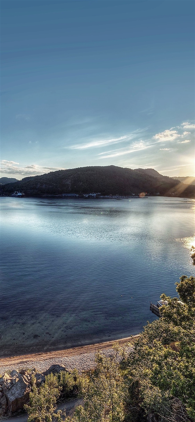 1125x2436 Lake peace great sundown - cyan iPhone X Wallpaper