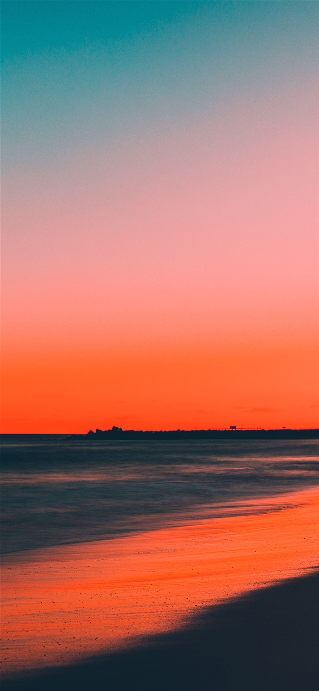 1125x2436 Sunset beach - cyan iPhone X Wallpaper