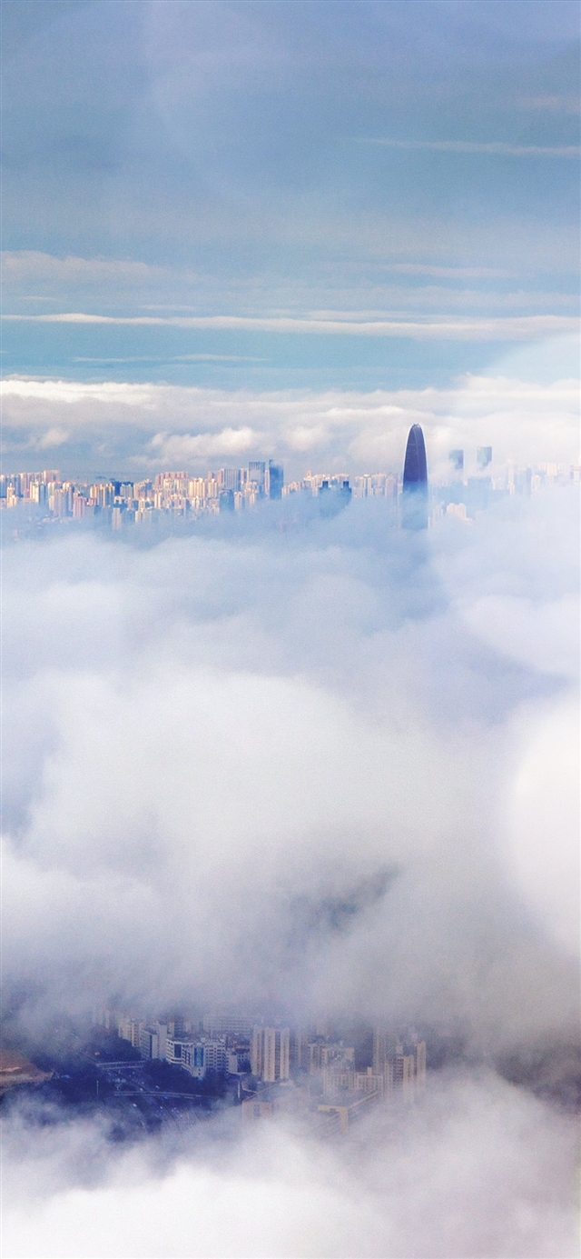 1125x2436 City in cloud - bokeh iPhone X Wallpaper