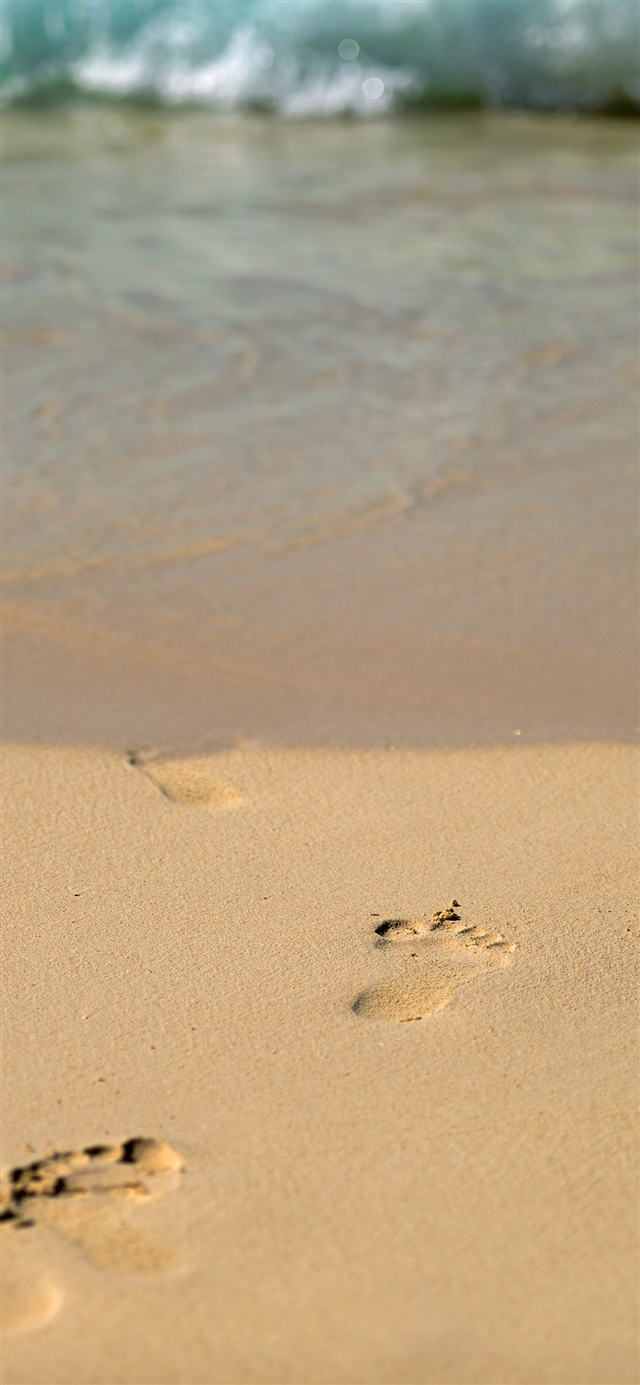1125x2436 Sea beach footprint - yellow iPhone X Wallpaper