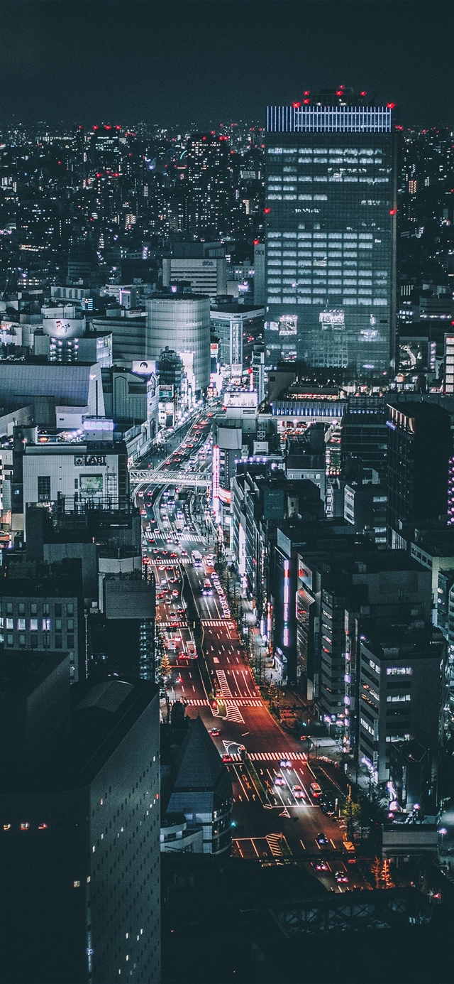 1125x2436 City night - orange iPhone X Wallpaper
